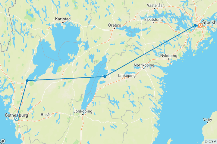 Karte von Grosse Schwedenreise zwischen Goteborg & Stockholm