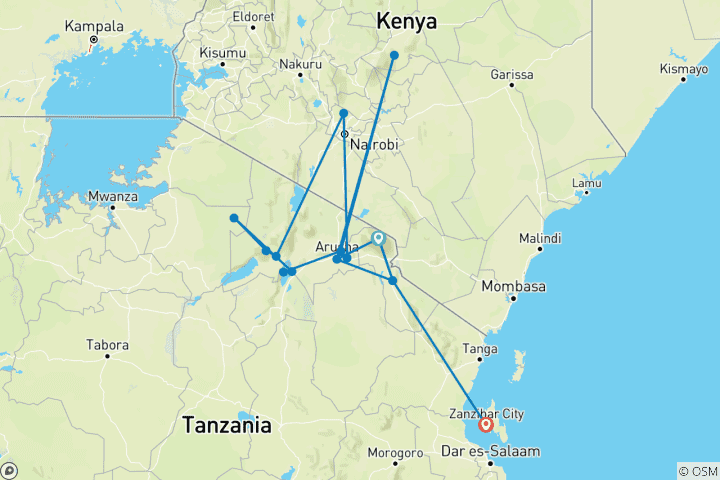 Karte von ADAC Special: Tansania und Sansibar - Tierwunder am Kilimanjaro