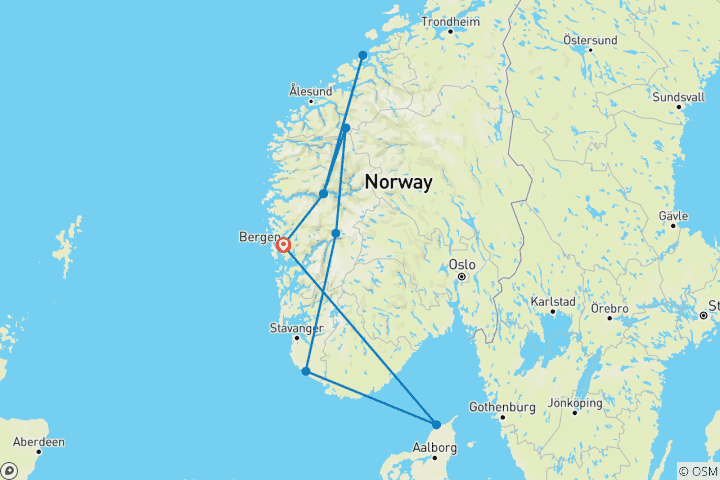 Map of Fjord Norway's top ten