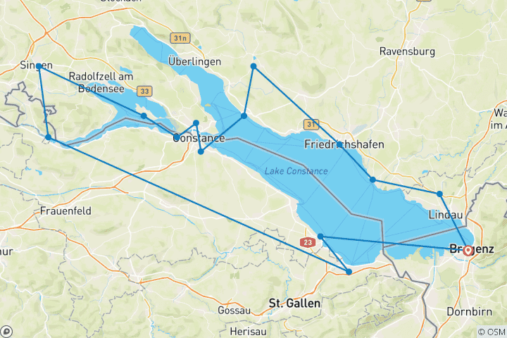 Mapa de Lo mejor del Lago de Constanza - circuito anual 2025