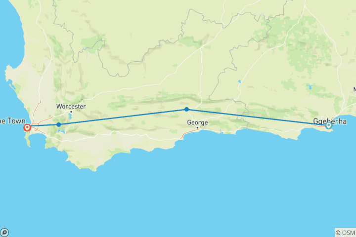 Karte von Gartenroute zum Verweilen (Gqeberha (Port Elizabeth) - Kapstadt)