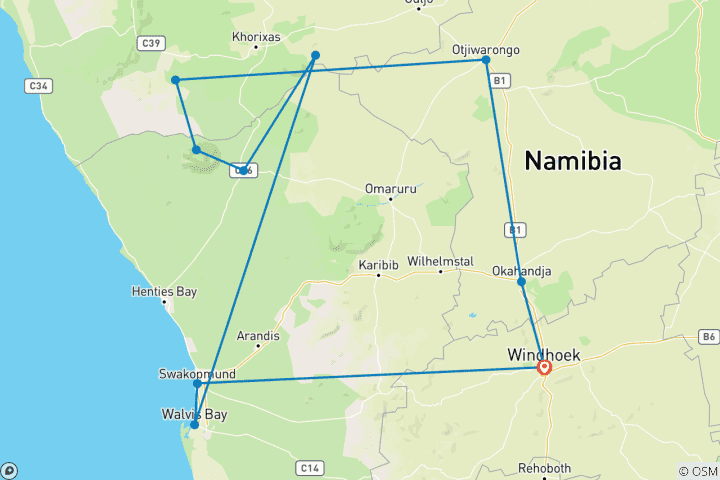 Karte von Namibia Kaleidoskop Standard