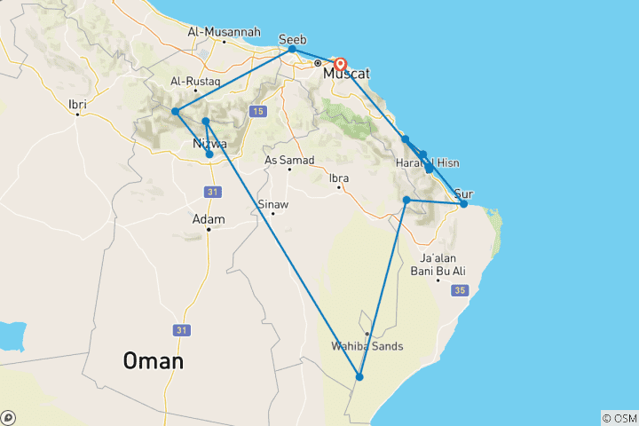 Karte von Oman erfahren - Mit dem Allrad durch grandiose Landschaften