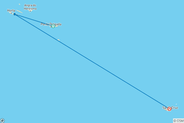 Kaart van Walvissen kijken en eilandhoppen (van Het eiland Sao Miguel naar Faial)