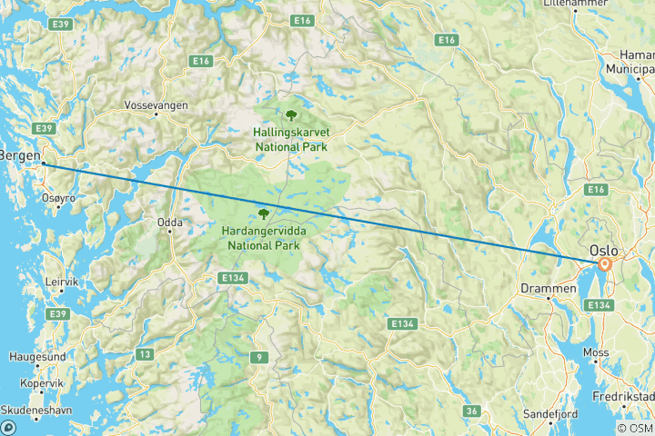 Map of Departure package Havila Voyages