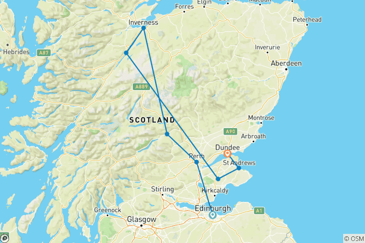 Karte von Familienerlebnistour Schottland