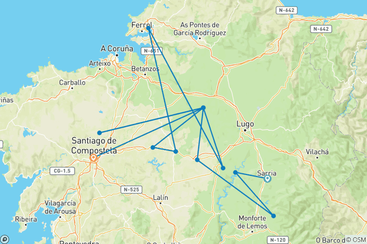 Karte von Wandern auf dem Jakobsweg - Die franzosische Route