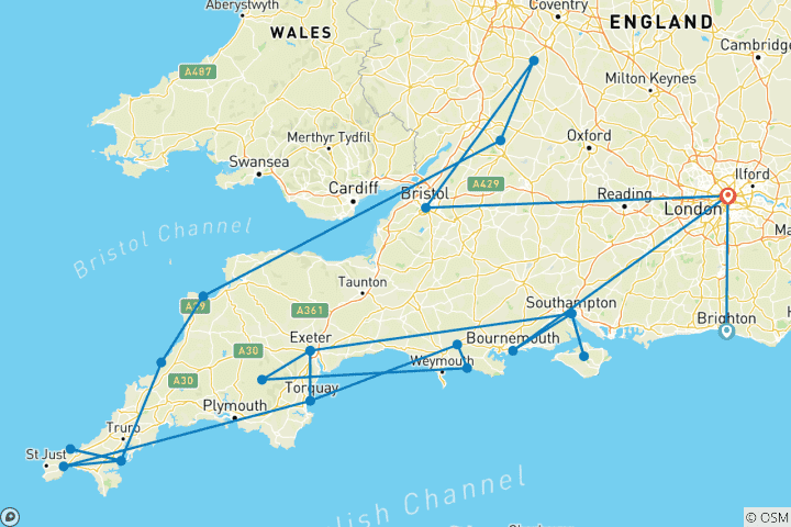 Mapa de Maravillas naturales de Devon y Cornualles