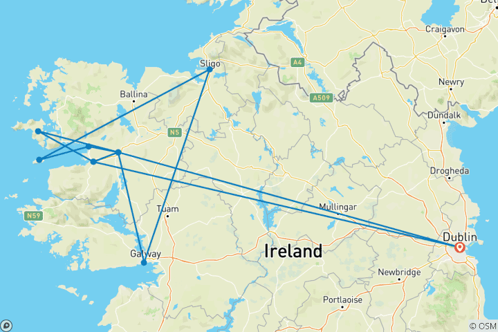 Kaart van Actief langs de Great Western Greenway in Ierland