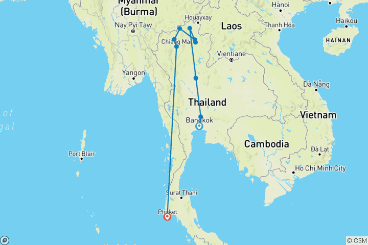 Kaart van ADAC-special naar Thailand - Het land van de lach