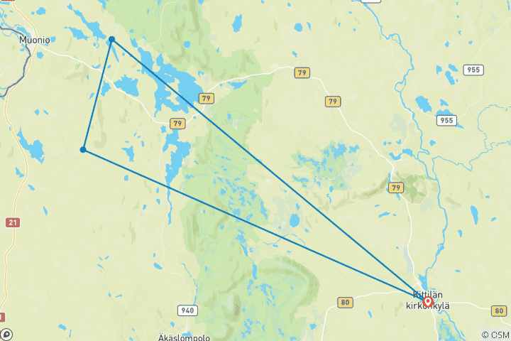 Mapa de Harriniva - La magia de la Aurora Boreal en Laponia