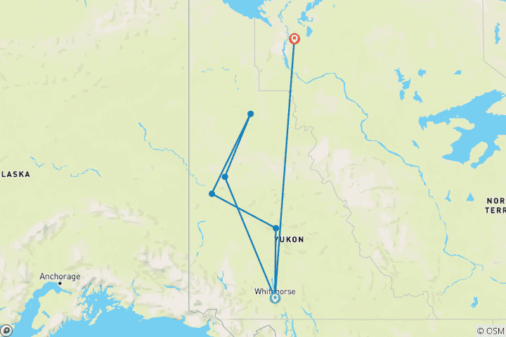 Karte von Arktischer Ozean, Tundra & Dempster Highway