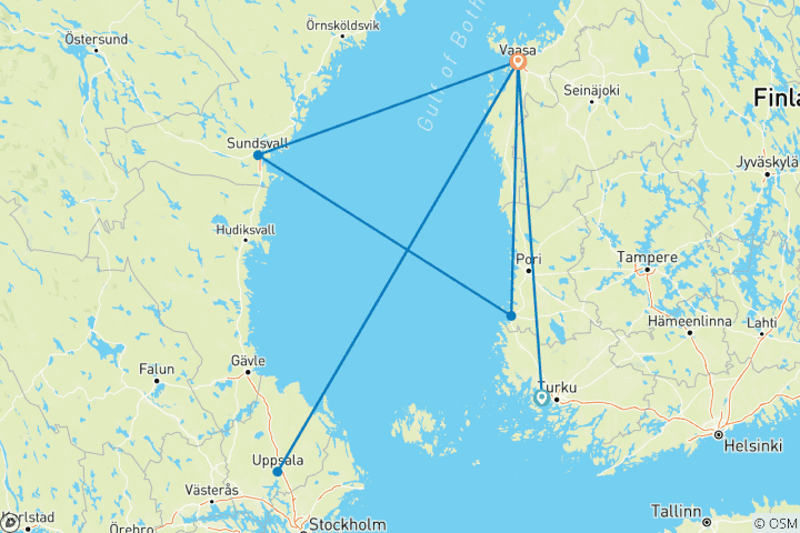 Map of Sweden step by step - two countries, one sea