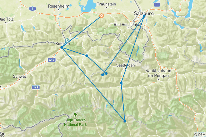 Map of Crossing the Alps from the Wilder Kaiser to the Grossglockner