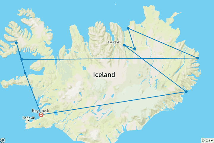 Carte du circuit Croisière autour de l'Islande