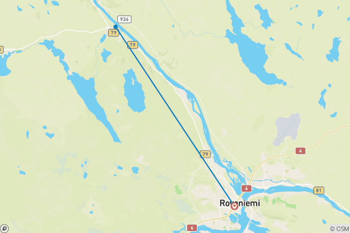 Map of Aurora hunting at the SnowHotel