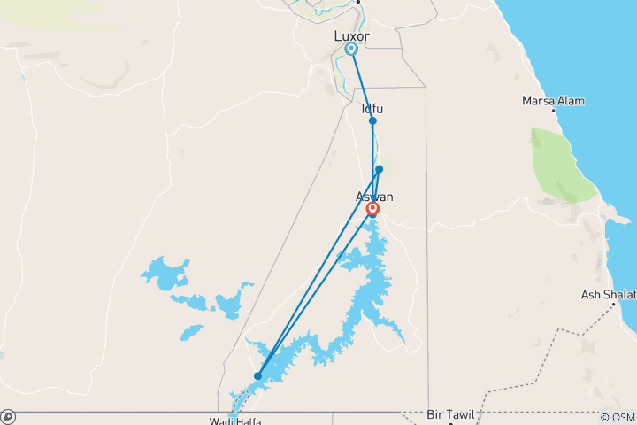 Karte von Nilkreuzfahrten mit The Oberoi Zahra