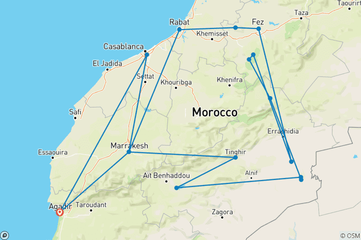 Karte von Faszination aus 1001 Nacht (Privatreise ab/bis Agadir)