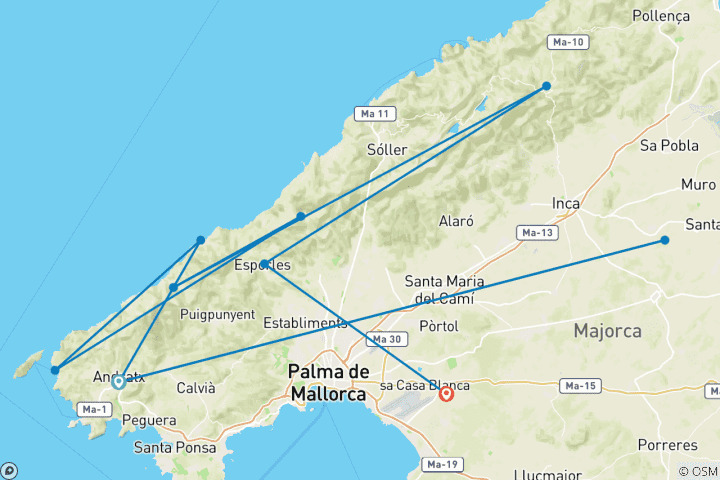 Mapa de Lo mejor del GR 221 - Senderismo con la comodidad de un hotel