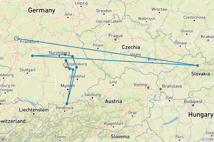 Karte von Funf-Flusse Radweg