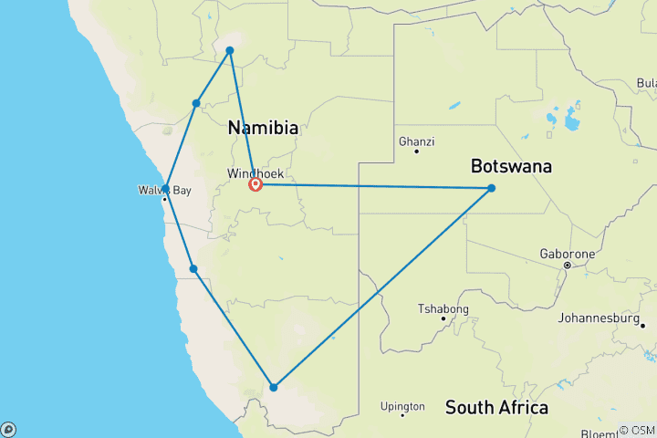 Kaart van Namibië voor fijnproevers