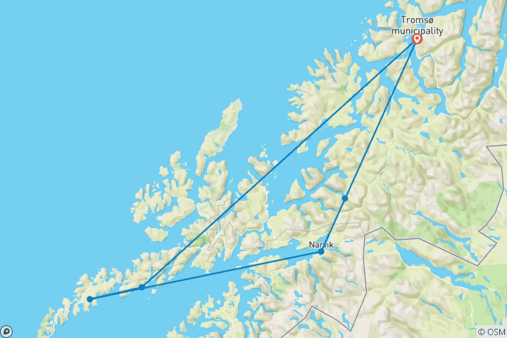 Kaart van Avontuur langs de ijskust - poollicht, wilde dieren en Lofoten