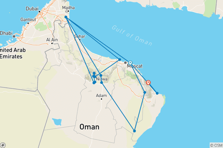 Karte von Off-Road durch das Sultanat Oman