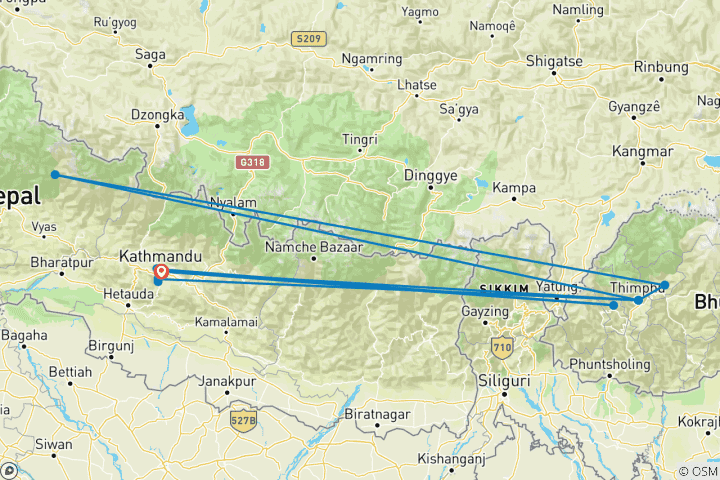 Karte von Faszination Nepal und Bhutan