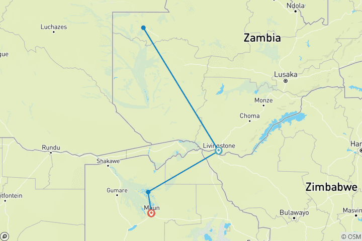 Karte von Botswana - im Herzen Afrikas ab Zambia