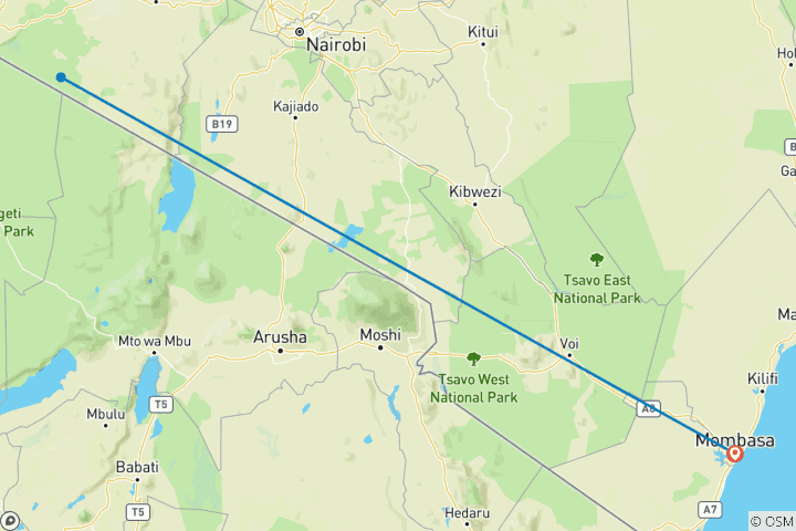 Map of Masai Mara Fly-In Safari Premium From/to Mombasa