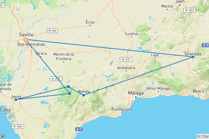 Map of Highlights of Andalucia