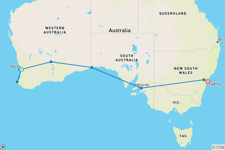 Map of Margaret River & Indian Pacific