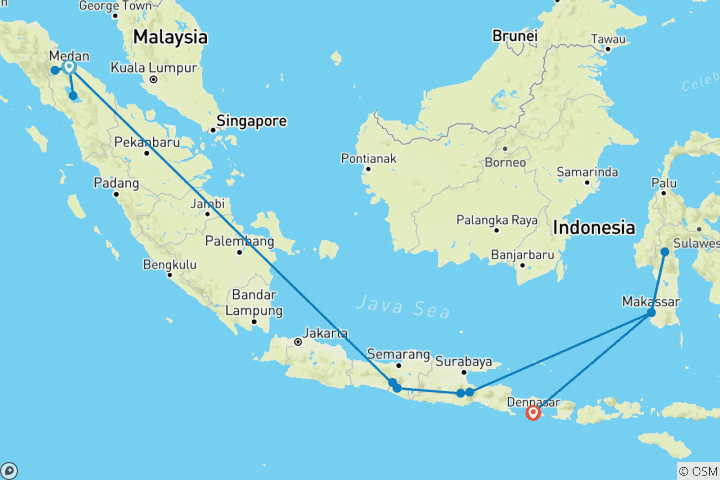 Kaart van Schatten van Indonesië (groepsreis)