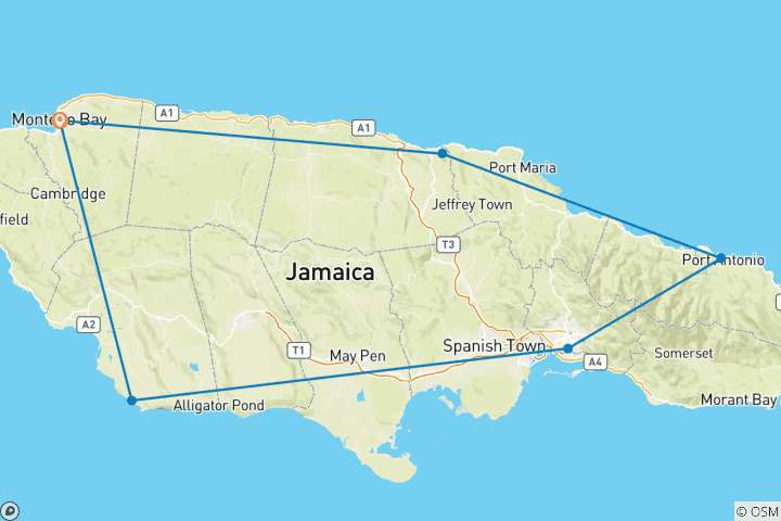 Carte du circuit La diversité colorée de la Jamaïque