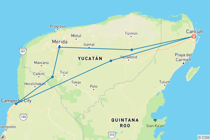 Map of Hacienda Self Drive Yucatan