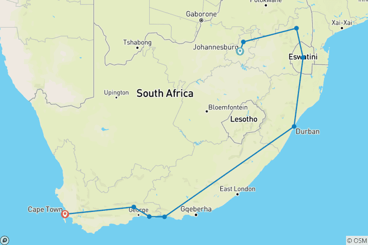 Carte du circuit A World in One Country (voyage combiné)