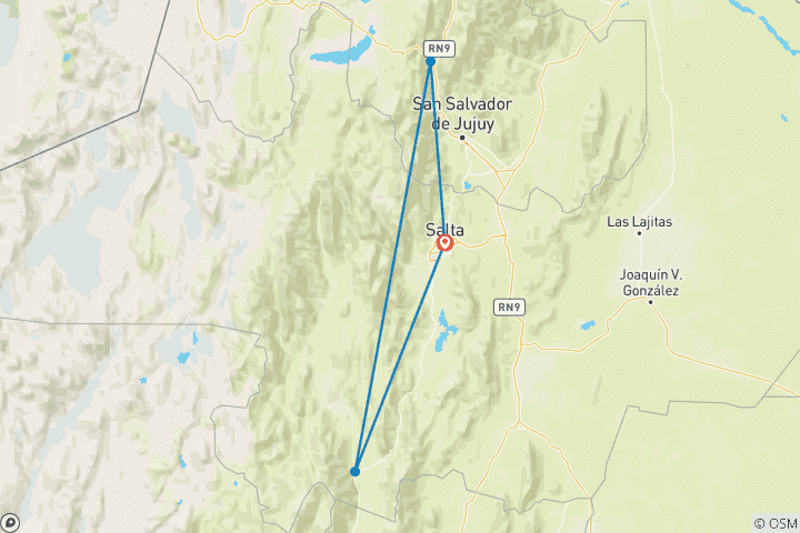 Kaart van Legendarische natuurlijke schatten in het noorden van Argentinië