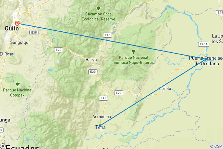 Map of M/V Anakonda Amazon Cruise - 3 nights