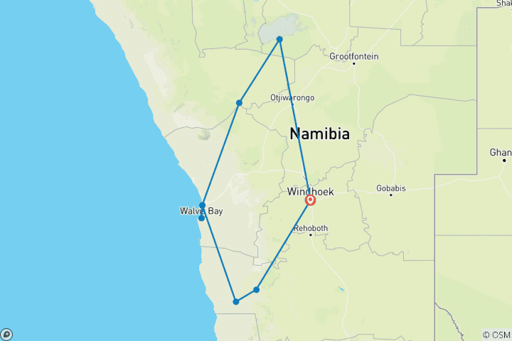 Karte von Namibia Flugsafari