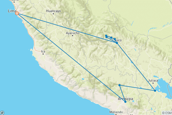 Karte von Andenmystik & Colca Canyon mit Komfort erleben