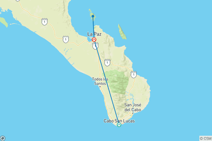 Map of Desert Drifts & Baja Beaches 7D/6N (From Los Cabos)