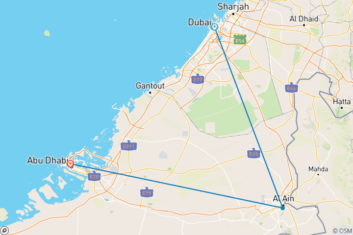 Map of Independent Dubai & Abu Dhabi