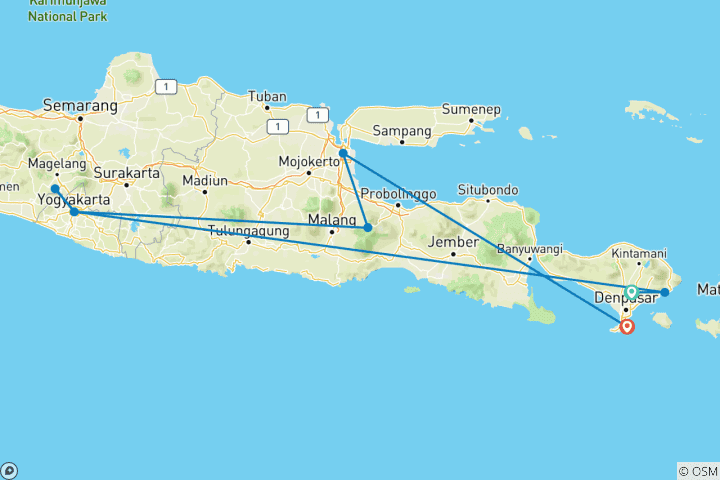 Carte du circuit Les joyaux de l'Indonésie : De Bali à Java