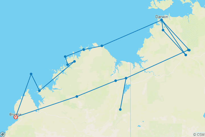 Kaart van De pracht van de Kimberley en het Northern Territory met Kimberley Coastal Expedition Broome Return (2025)