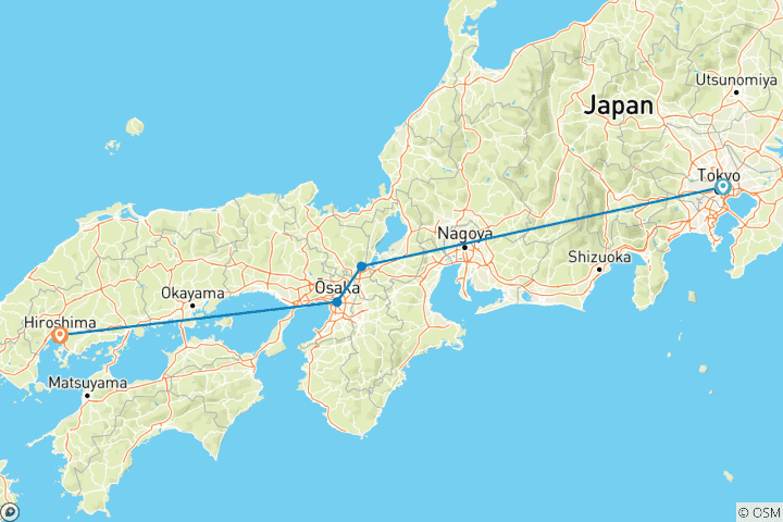 Mapa de Los Cuatro Grandes de Japón 11 días