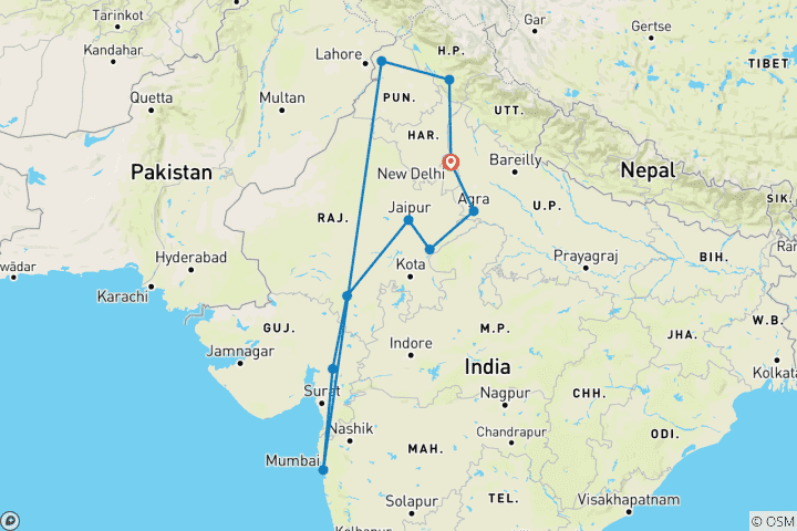 Carte du circuit L'Inde source d'inspiration - L'odyssée du Deccan et au-delà