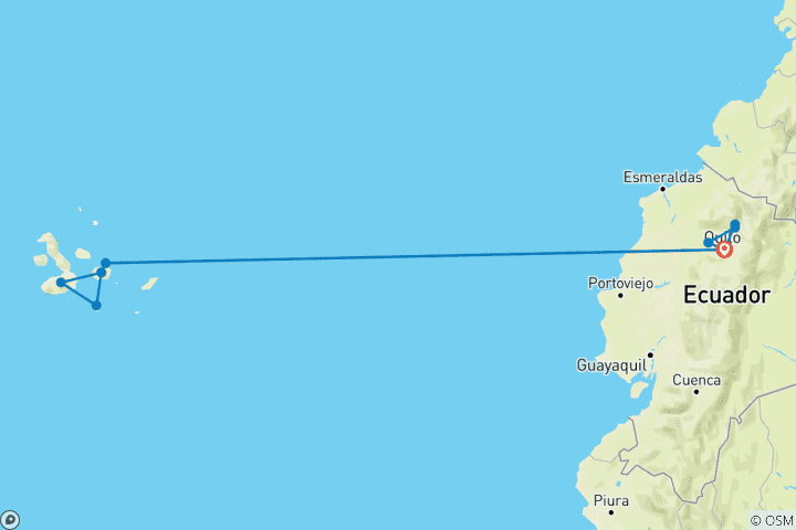 Mapa de Ecuador y Galápagos - 12 días