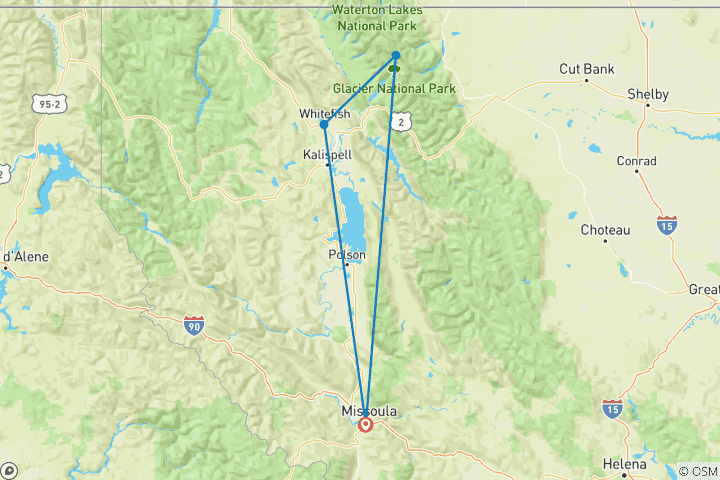 Carte du circuit Le parc national des Glaciers et les Rocheuses - 7 jours