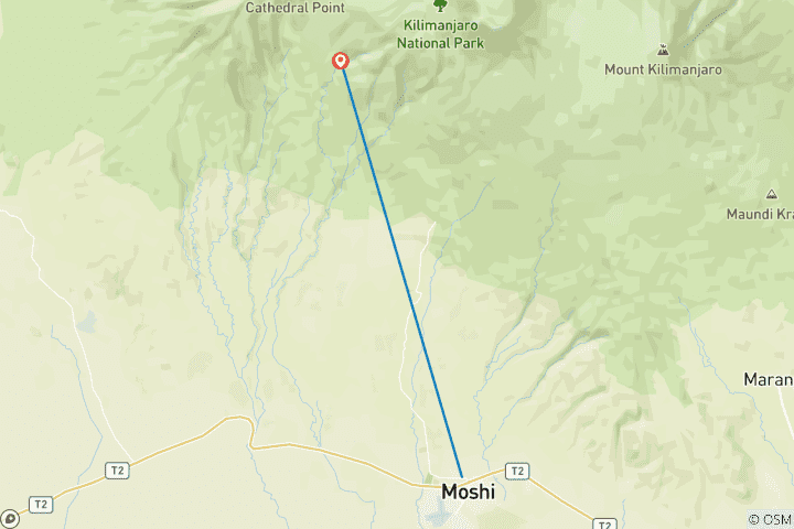 Map of Kilimanjaro Best Machame Route Hiking Tour- One Night