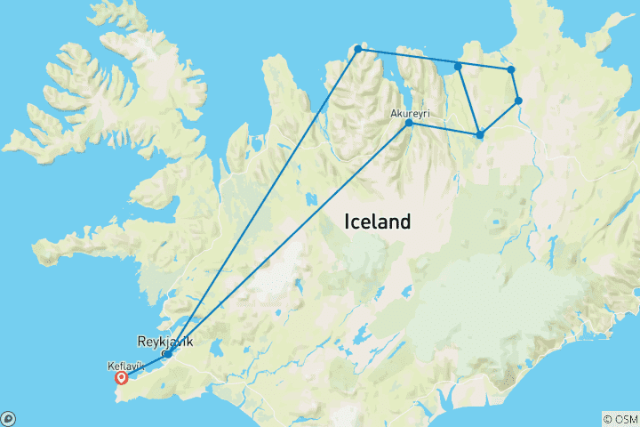 Carte du circuit La musique et la nature du nord de l'Islande